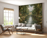 Peel and Stick Vintage Wallpaper Swans on the Lake  Wall Mural for Living Room