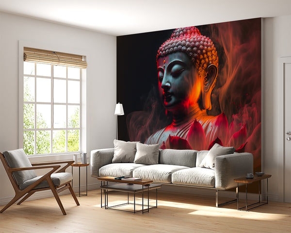 Ethnic print Modern style Non-woven Mural for living room Accent wall for bedroom "Buddha" Spiritual strength Motivational artwork