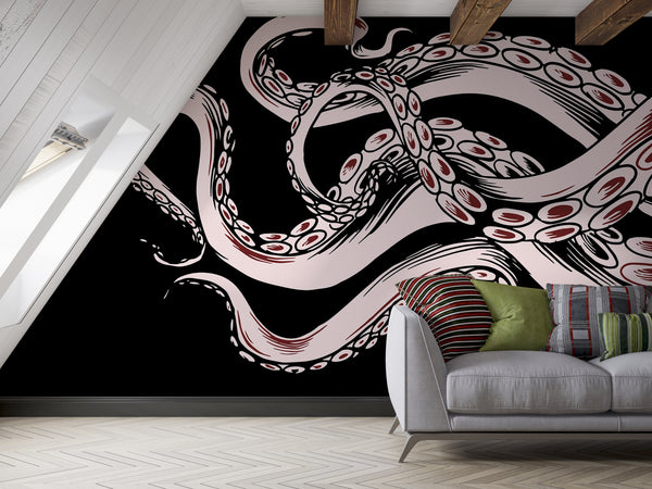 Ocean Theme Self-Adhesive Wallpaper for Gym, Office, Bedroom – "Octopus Tentacles: Breath of the Abyss"