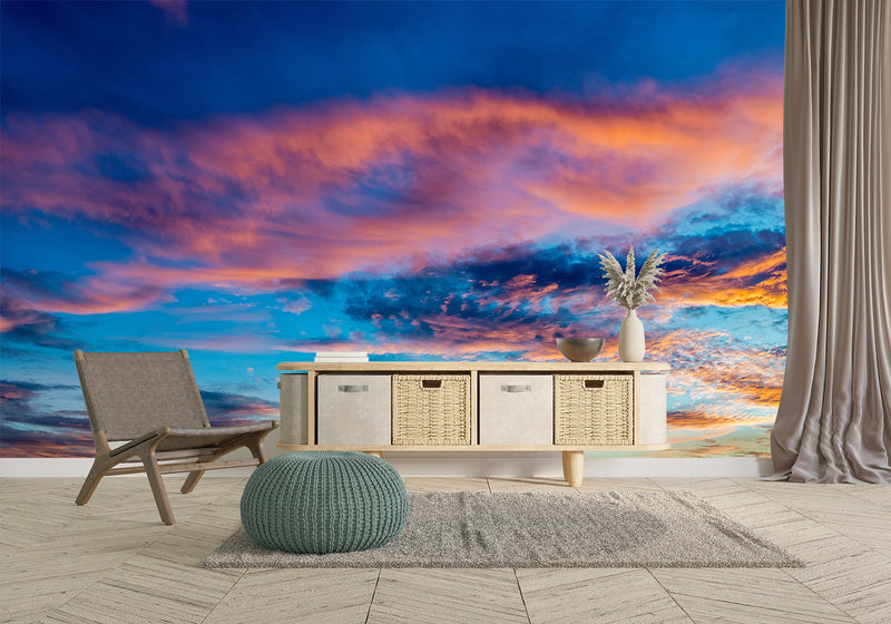 Sky Print Full-Wall Vinyl Wallpaper Peel and Stick– Art Design for Office, Living Room, or Kids' Room, Mural "Sky in Bright Tones"