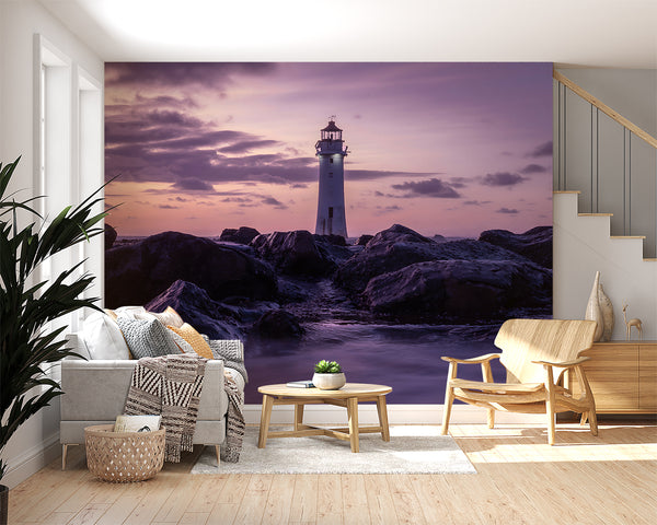 Natural Print Romantic Style Peel and Stick Wall Mural For Living Room And Bedroom Lighthouse Art For Entire Wall