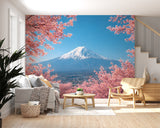 Self-Adhesive Mount Fuji Cherry Blossom Wall Mural – Natural Scenic Landscape for Bedroom