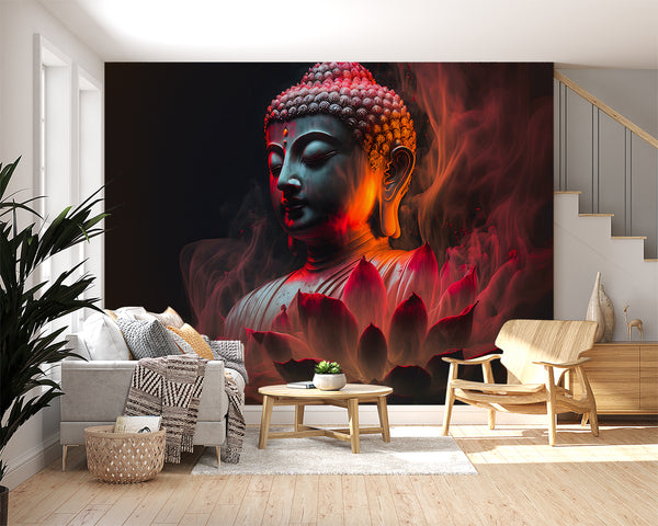 Ethnic print Modern style Non-woven Mural for living room Accent wall for bedroom "Buddha" Spiritual strength Motivational artwork