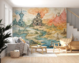 Peel and Stick Wall Mural “Fantasy Kingdom Map” –Wallpaper for Kids Room