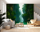 Art Wallpaper For The Whole Wall, Peel and Stick Wall Mural For Office, Print For Living Room, Poster For Bedroom "Mysterious Tropical Passage" 🌿