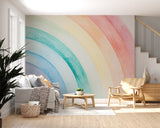 Non-Woven Wall Mural with Hand-Painted Rainbow for a Magical Children’s Room