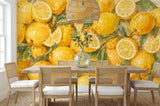 Watercolor Lemon Citrus Fruit Wallpaper – Mediterranean Peel and Stick Wall Mural