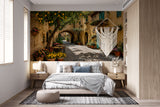 Sun-Drenched Italian Lemon Street Wall Mural - Mediterranean Alley Peel and Stick Wallpaper