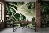 Dark Tropical Monstera Leaves Wall Mural - Peel & Stick Wallpaper