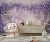 Self-Adhesive Fairy Garden Wallpaper – Dreamy Purple Wisteria Arch Wall Mural for Kids Room