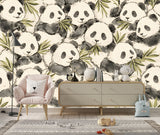 Adorable Watercolor Panda & Bamboo Removable Wall Mural - Eco-Friendly Nursery & Kids Room Wallpaper Decor