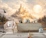 Non-Woven Wall Mural Castle on the Misty Mountain – Magical Kids Room Decor