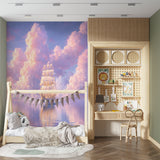 Dreamy Majestic Sailing Ship Wallpaper - Whimsical Pastel Clouds Wall Mural