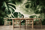 Dark Tropical Monstera Leaves Wall Mural - Peel & Stick Wallpaper