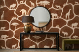 African Safari Animals Silhouette Wallpaper Giraffe Peel and Stick Wall Mural