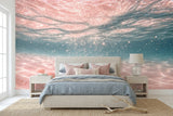 Dreamy Pink Underwater Ocean Shells Wallpaper Coastal Nursery Wall Mural