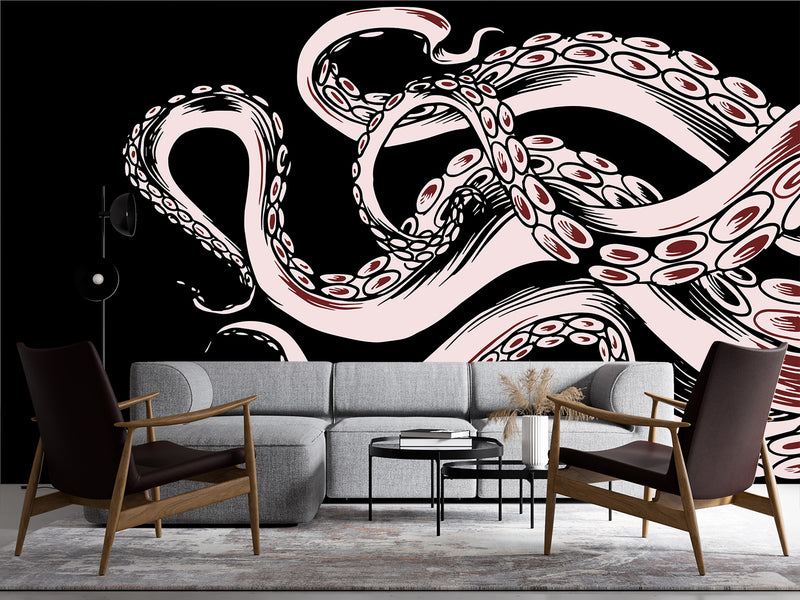 Ocean Theme Self-Adhesive Wallpaper for Gym, Office, Bedroom – "Octopus Tentacles: Breath of the Abyss"