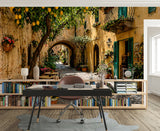 Sun-Drenched Italian Lemon Street Wall Mural - Mediterranean Alley Peel and Stick Wallpaper