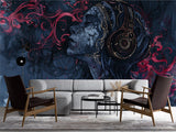 Art Abstraction Wall Vinyl Wallpaper Peel and Stick Mural Sports Theme For Office, Hall, Gym "Cosmic Enjoyment Of Music"