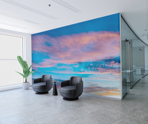 Sky Print Full-Wall Vinyl Wallpaper Peel and Stick– Art Design for Office, Living Room, or Kids' Room, Mural "Sky in Bright Tones"