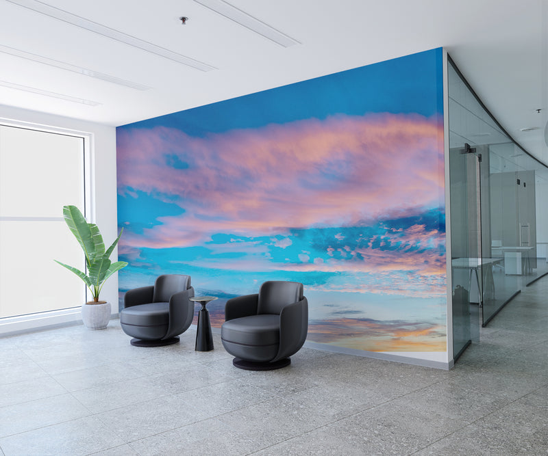 Sky Print Full-Wall Vinyl Wallpaper Peel and Stick– Art Design for Office, Living Room, or Kids' Room, Mural "Sky in Bright Tones"