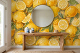 Watercolor Lemon Citrus Fruit Wallpaper – Mediterranean Peel and Stick Wall Mural