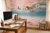 Dreamy Pink Underwater Ocean Shells Wallpaper Coastal Nursery Wall Mural