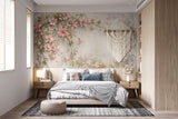 Peel and Stick  Floral Wallpaper – Vintage Pink Blossoms Wall Mural for Bedroom