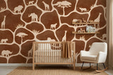African Safari Animals Silhouette Wallpaper Giraffe Peel and Stick Wall Mural