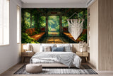 Self-Adhesive Wallpaper Forgotten Train in the Forest – Nature Print for Bedroom