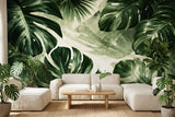 Dark Tropical Monstera Leaves Wall Mural - Peel & Stick Wallpaper