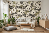 Adorable Watercolor Panda & Bamboo Removable Wall Mural - Eco-Friendly Nursery & Kids Room Wallpaper Decor