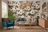 Adorable Watercolor Panda & Bamboo Removable Wall Mural - Eco-Friendly Nursery & Kids Room Wallpaper Decor