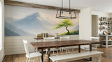 Serene Mountain Mist and Lone Tree Wall Mural - Non-Woven Wallpaper