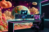 Whimsical Galaxy Cotton Candy Clouds Wallpaper – Pink Dreamscape Space Mural for Nursery & Playroom