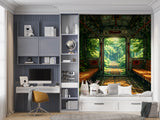 Self-Adhesive Wallpaper Forgotten Train in the Forest – Nature Print for Bedroom