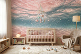 Dreamy Pink Underwater Ocean Shells Wallpaper Coastal Nursery Wall Mural