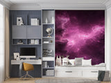 Pink Nebula Galaxy Wall Mural - Cosmic Space Removable Non-Woven Wallpaper