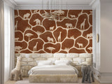 African Safari Animals Silhouette Wallpaper Giraffe Peel and Stick Wall Mural