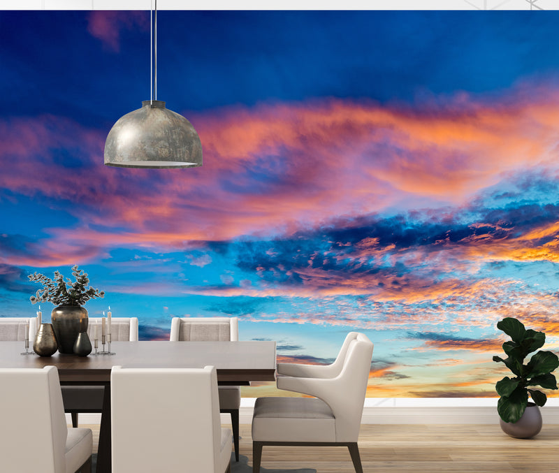 Sky Print Full-Wall Vinyl Wallpaper Peel and Stick– Art Design for Office, Living Room, or Kids' Room, Mural "Sky in Bright Tones"
