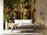 Sun-Drenched Italian Lemon Street Wall Mural - Mediterranean Alley Peel and Stick Wallpaper