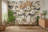 Adorable Watercolor Panda & Bamboo Removable Wall Mural - Eco-Friendly Nursery & Kids Room Wallpaper Decor