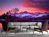 Bedroom and Living Room Wallpapers – Natural Print, Traditional Wall Murals for Accent Wall "Magnetic Mountains in Sunset Rays", Bold Design 🌄