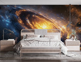 Art Design For Space Self-Adhesive Full Wall Wallpaper Print For Living Room And Bedroom "Spiral Galaxy In Fiery Glow" Design For Lovers Of The Mysterious Universe 🌌