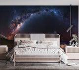 Nature and Space Wall Mural – Unique Design for Living Room, Office, Bedroom | Self-Adhesive Accent Wall Mural – Art Wall for Bedroom "Milky Way over the Ocean"🌌✨