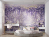 Self-Adhesive Fairy Garden Wallpaper – Dreamy Purple Wisteria Arch Wall Mural for Kids Room
