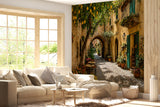 Sun-Drenched Italian Lemon Street Wall Mural - Mediterranean Alley Peel and Stick Wallpaper