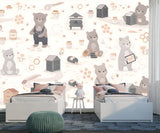 Cute Honey Bear Wallpaper • Sweet Beehive Peel and Stick or Non-Woven Wall Mural