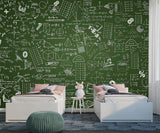 Wallpaper with formulas Math tasks design for kids’ room Peel and stick Mural Wall art Poster Educational zone or school print 📘
