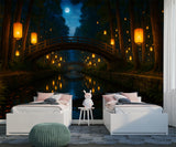 Self-Adhesive Wall Mural Print for Kids Room Lanterns Lighting the River Art Wall Kids Wallpaper Playroom Decor